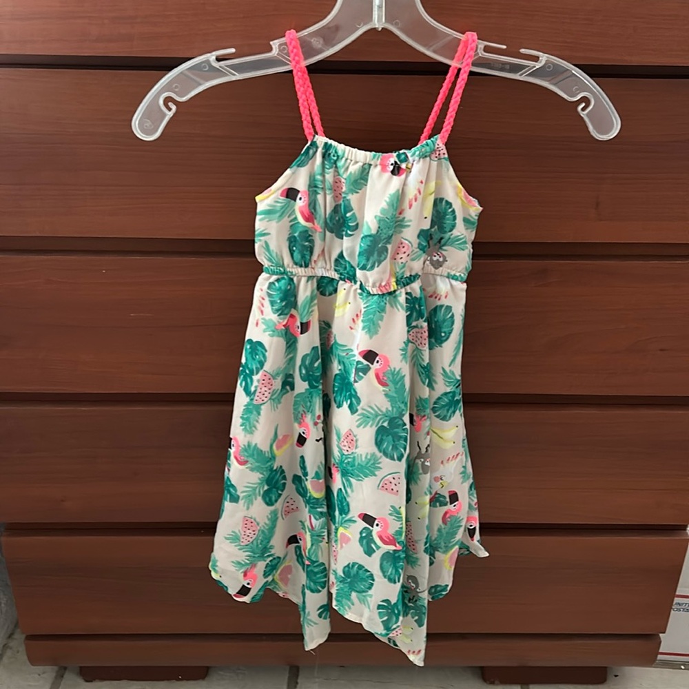 H&M Girls Tropical Tucan Summer Beach Dress Size 1.5-2yr
